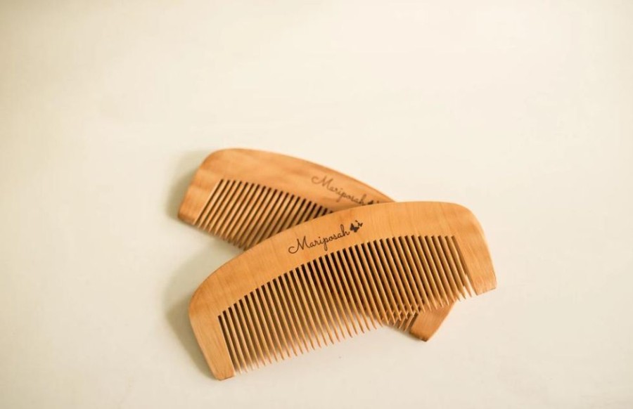 Bath & Body mariposah Hair Tools | Peach Wood Combs 2 Pack