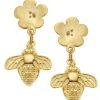 Jewelry Susan Shaw | Gold Bee & Flower Stud Earrings