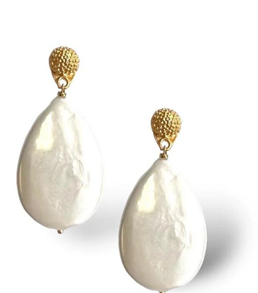 Jewelry dina mackney | Teardrop Pebble Pearl Earring