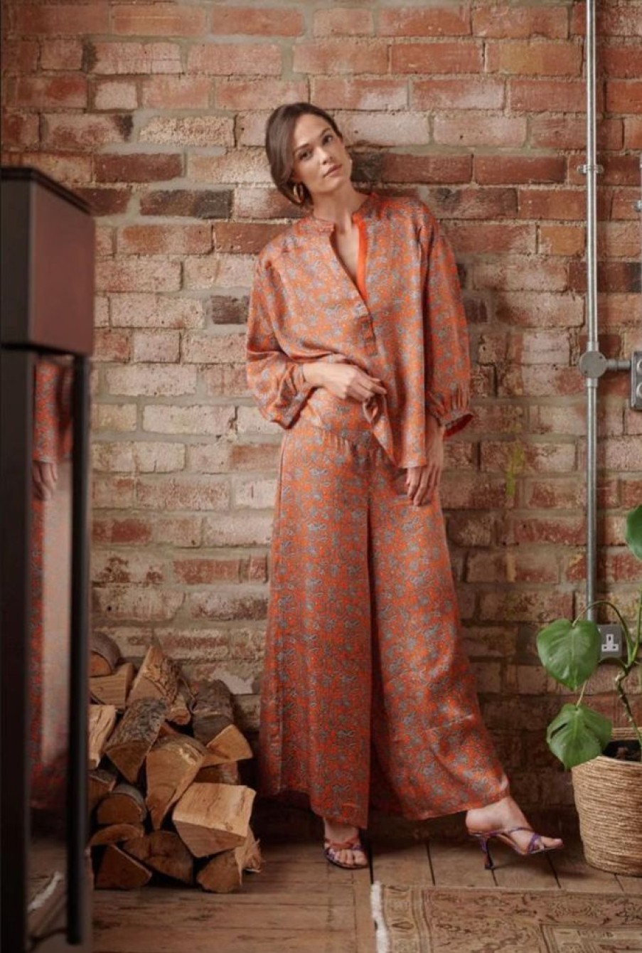 Clothing one hundred stars | Floral Paisley Orange Darcy Two Piece Set