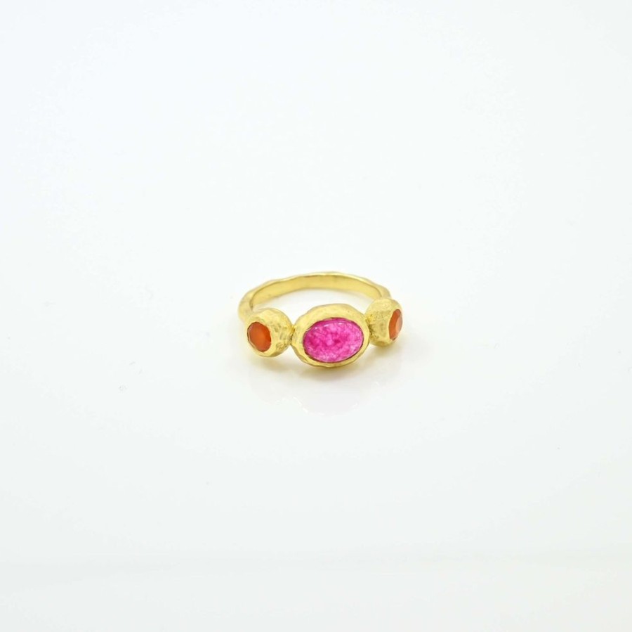 Jewelry Joya | Boho Ring Gold Pink Jade