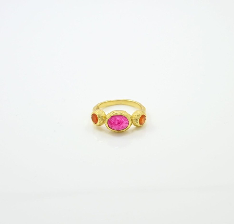 Jewelry Joya | Boho Ring Gold Pink Jade