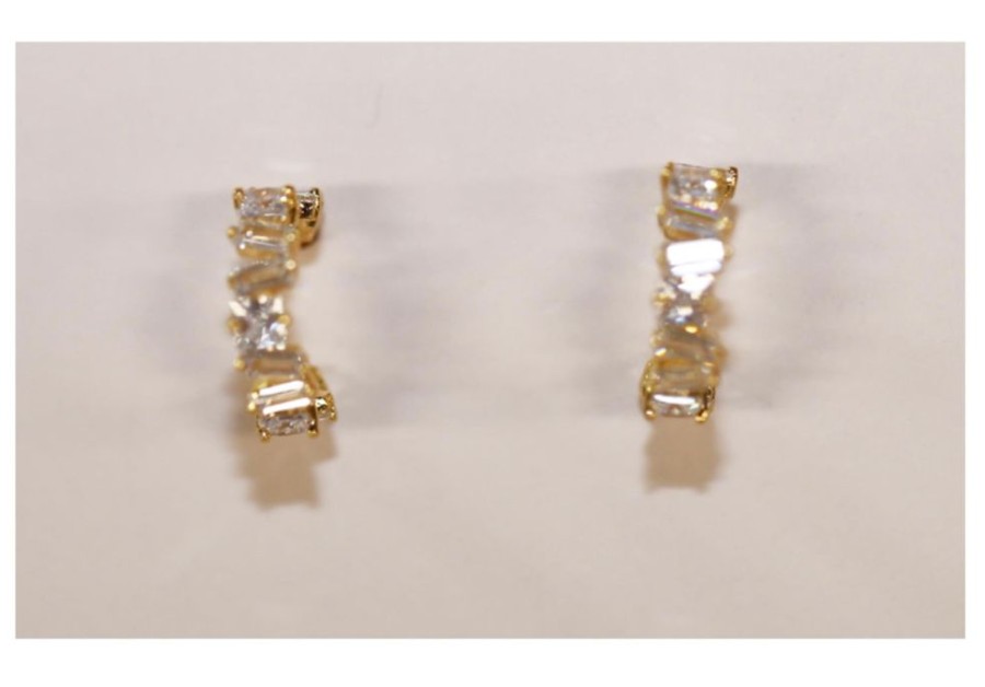 Jewelry Delilah Studios | Rough Cut Cz Huggie Earrings