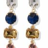 Jewelry Ink & Alloy | Clear Navy Yellow Tier Crystal Post Earrings