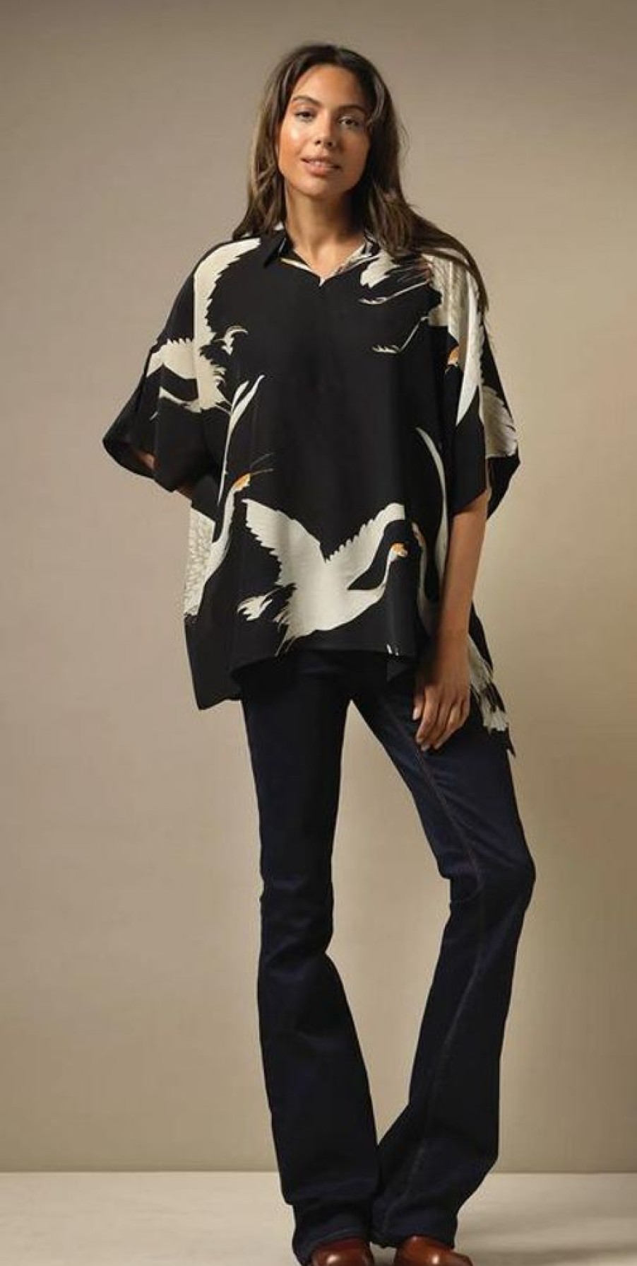 Clothing one hundred stars | Heron Black Tunic Top