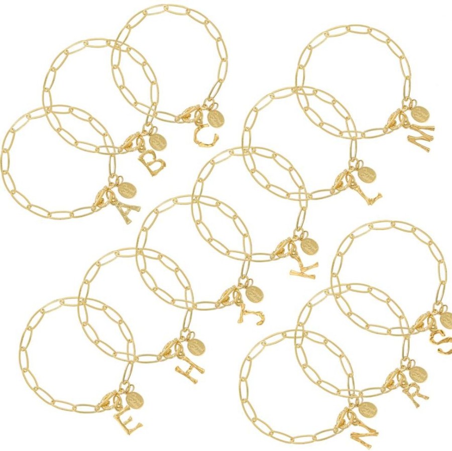 Jewelry Susan Shaw | Gold Bamboo Initial Bracelet Loop