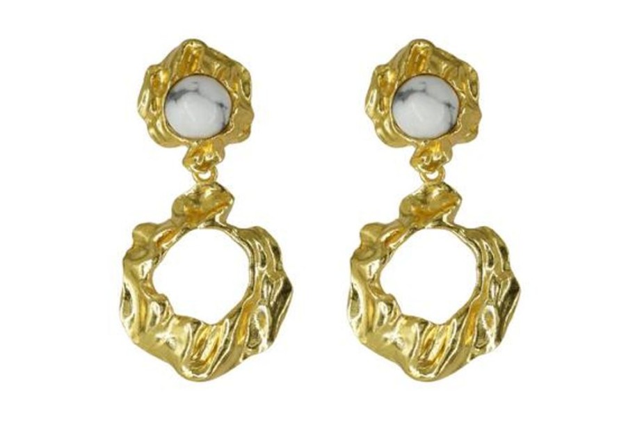 Jewelry Dinari | Salome Gold Howlite Earrings