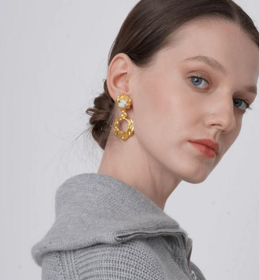 Jewelry Dinari | Salome Gold Howlite Earrings