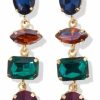 Jewelry Ink & Alloy | Navy Amber Emerald Tier Crystal Post Earrings