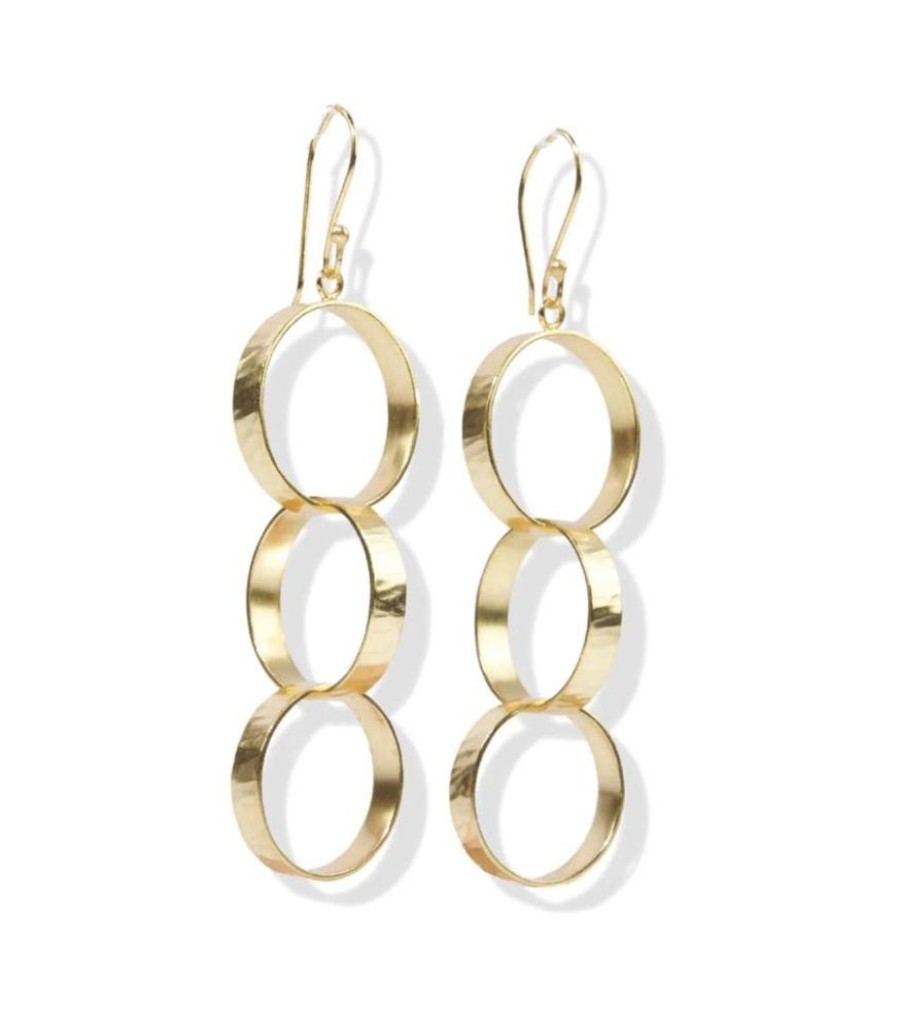 Jewelry Ink & Alloy | Brass Triple Circle Drop Earrings