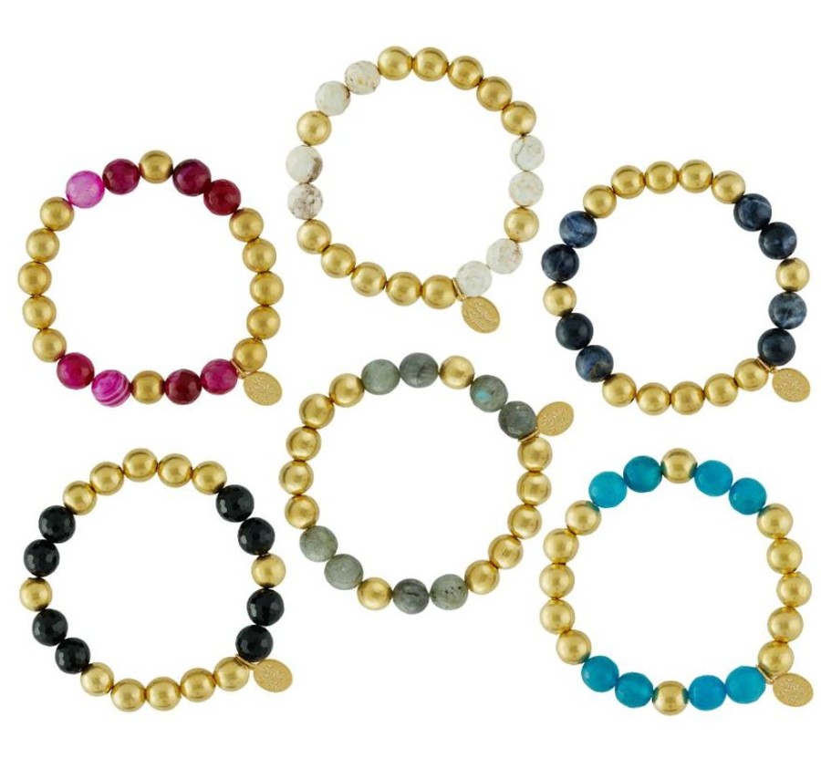 Jewelry Susan Shaw | Gold Beaded Bracelets With Stones