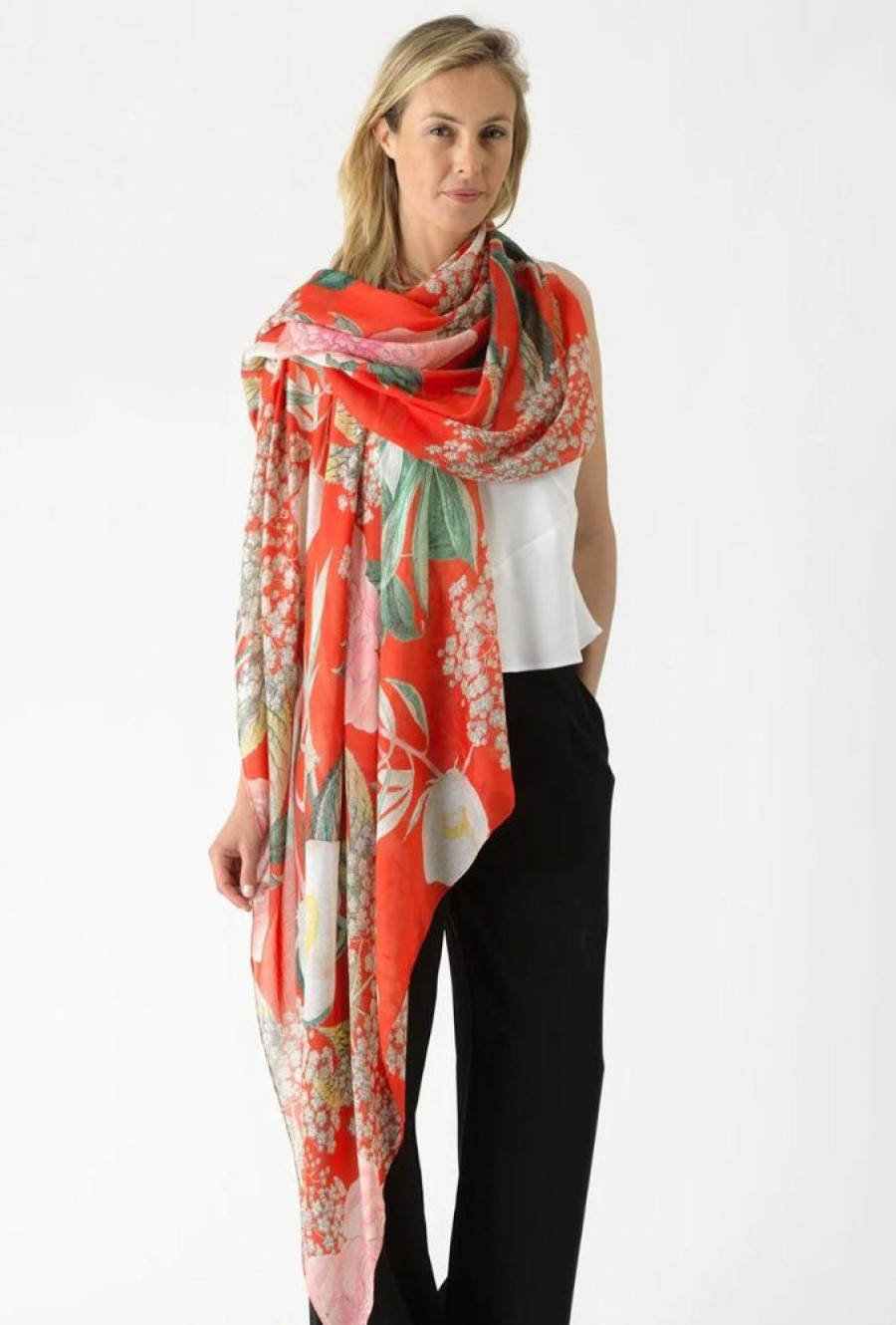 Bags & Accessories one hundred stars | Kew Elderflower Red Scarf