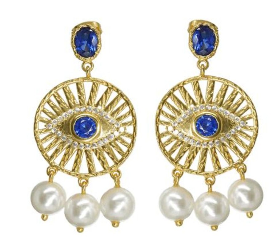 Jewelry Dinari | Blue Evil Eye Earrings