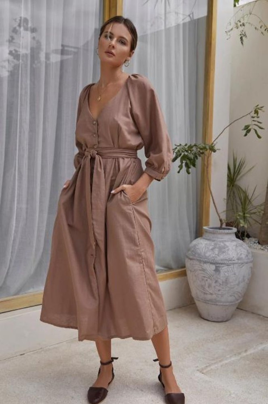 Clothing bali elf | Selene Belted Midi Dress