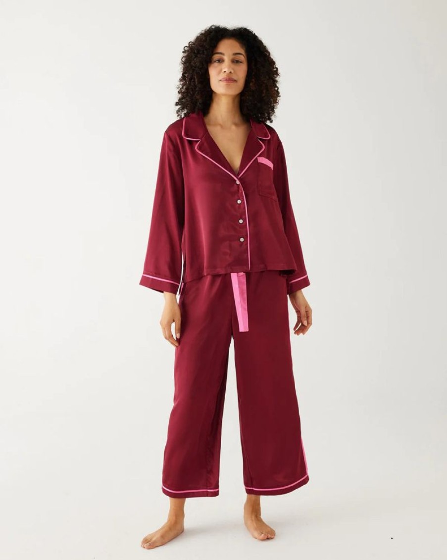 Clothing mer-sea | Satin Sailors Pajama Set-Garnet