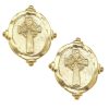 Jewelry Susan Shaw | Gold Cross Intaglio Earrings