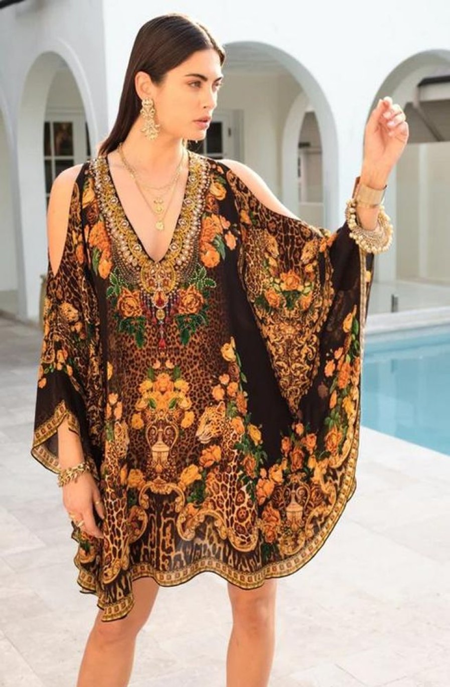 Clothing czarina | Black Leopardess Kaftan Dress