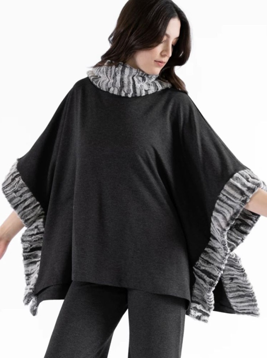 Clothing Capote | Sian Cowl Neck Square Poncho Oatmeal