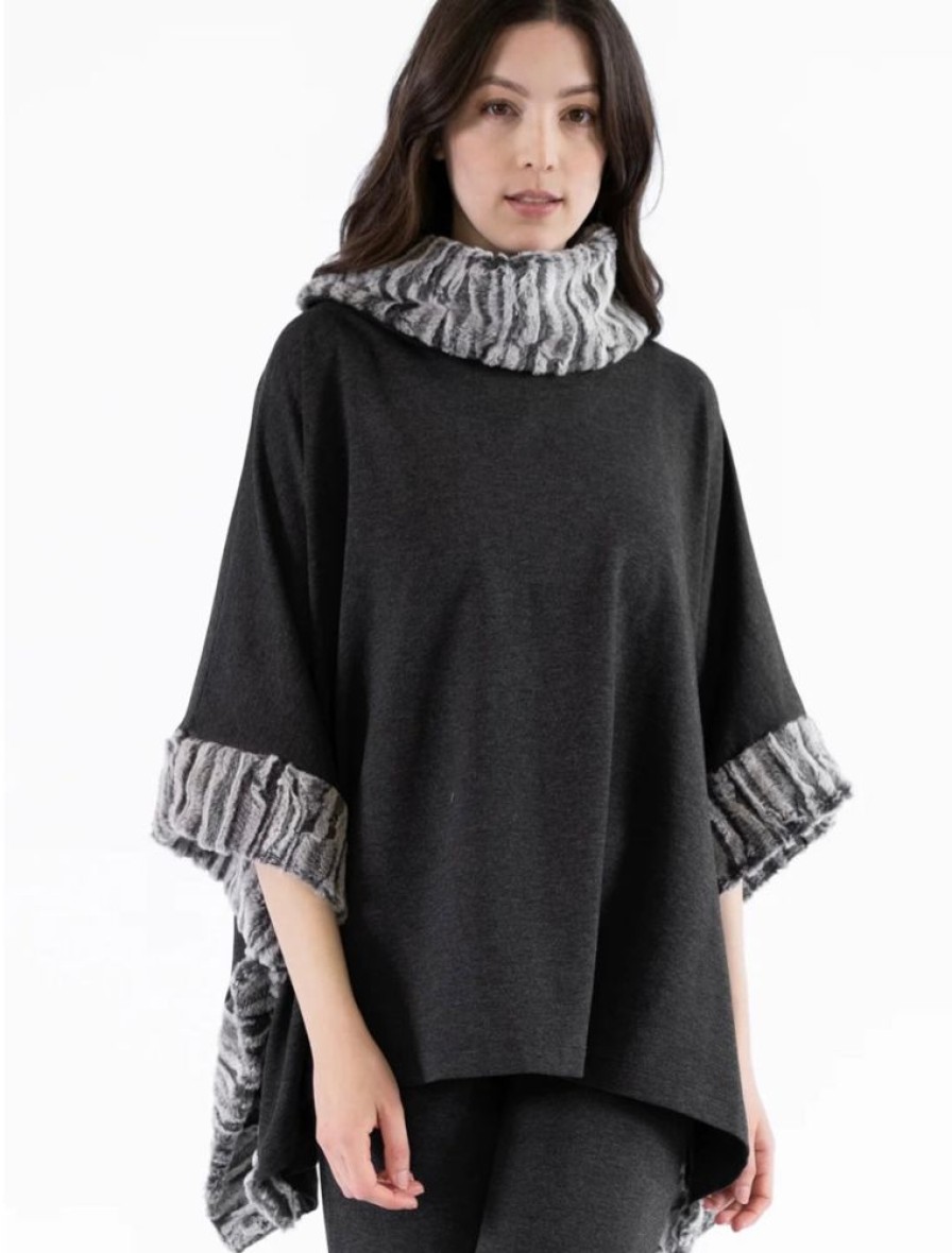 Clothing Capote | Sian Cowl Neck Square Poncho Oatmeal