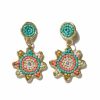 Jewelry Ink & Alloy | Coral Mint Small Dot And Flower Brass Beaded Earrings